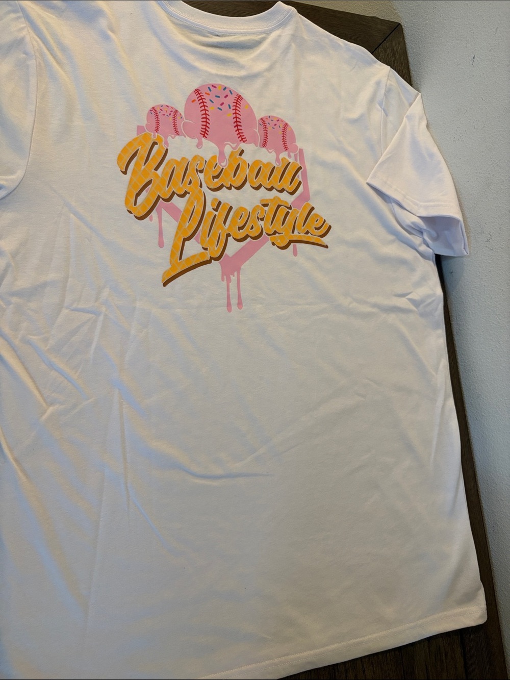 NWT [Baseball Lifestyle 101] Ice Cream Short Sleeve T-Shirt Pink White Men’s L - Picture 7 of 11